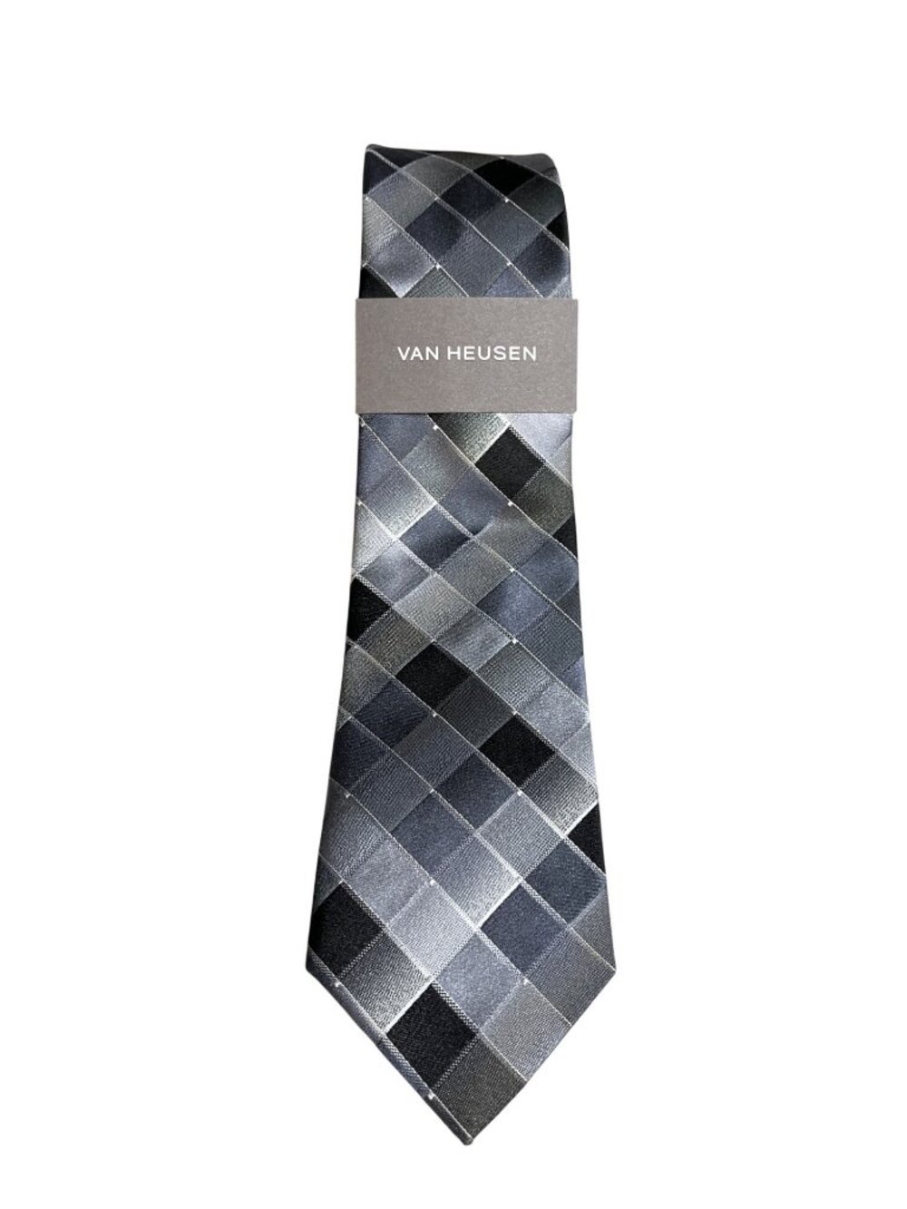Van Heusen Mens Checkered Tie NWT 55% Silk 45% Polyester MSRP $45